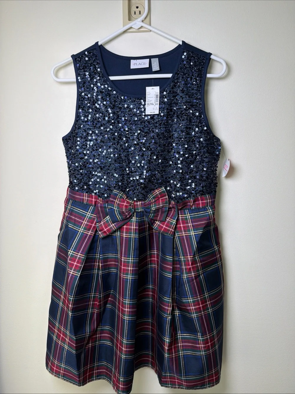 THE CHILDRENS PLACE Girls Size 16 XXL/TTG Navy & Plaid Dress